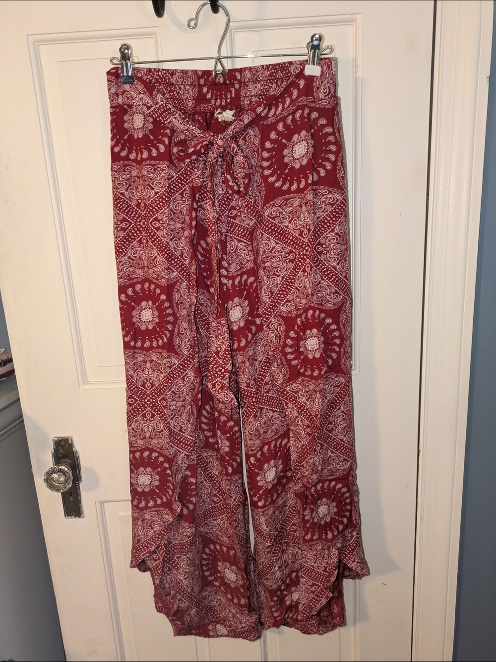 Japna Red and White Paisley Rayon Top
